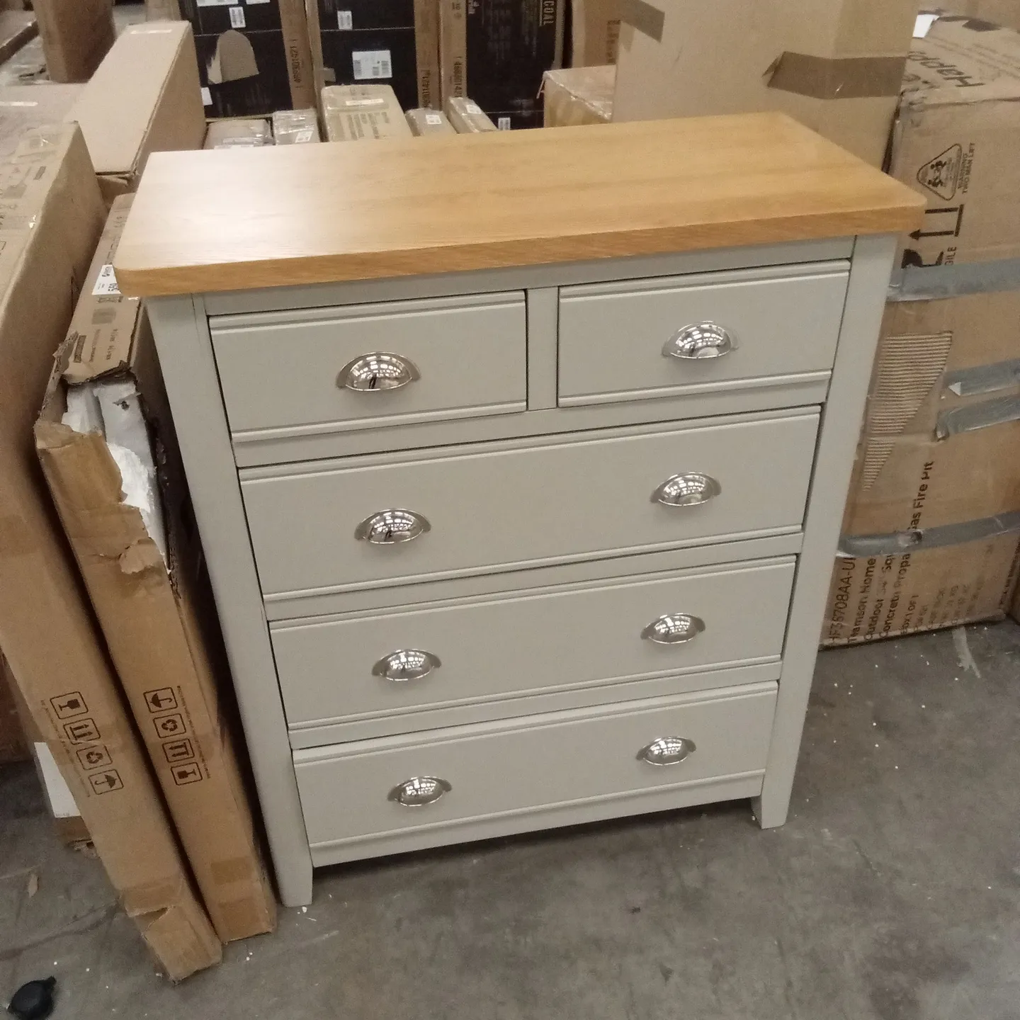 MALONE READY ASSEMBLED 2 + 3 DRAWER CHEST - CONTAINS SOLID WOOD RRP £329