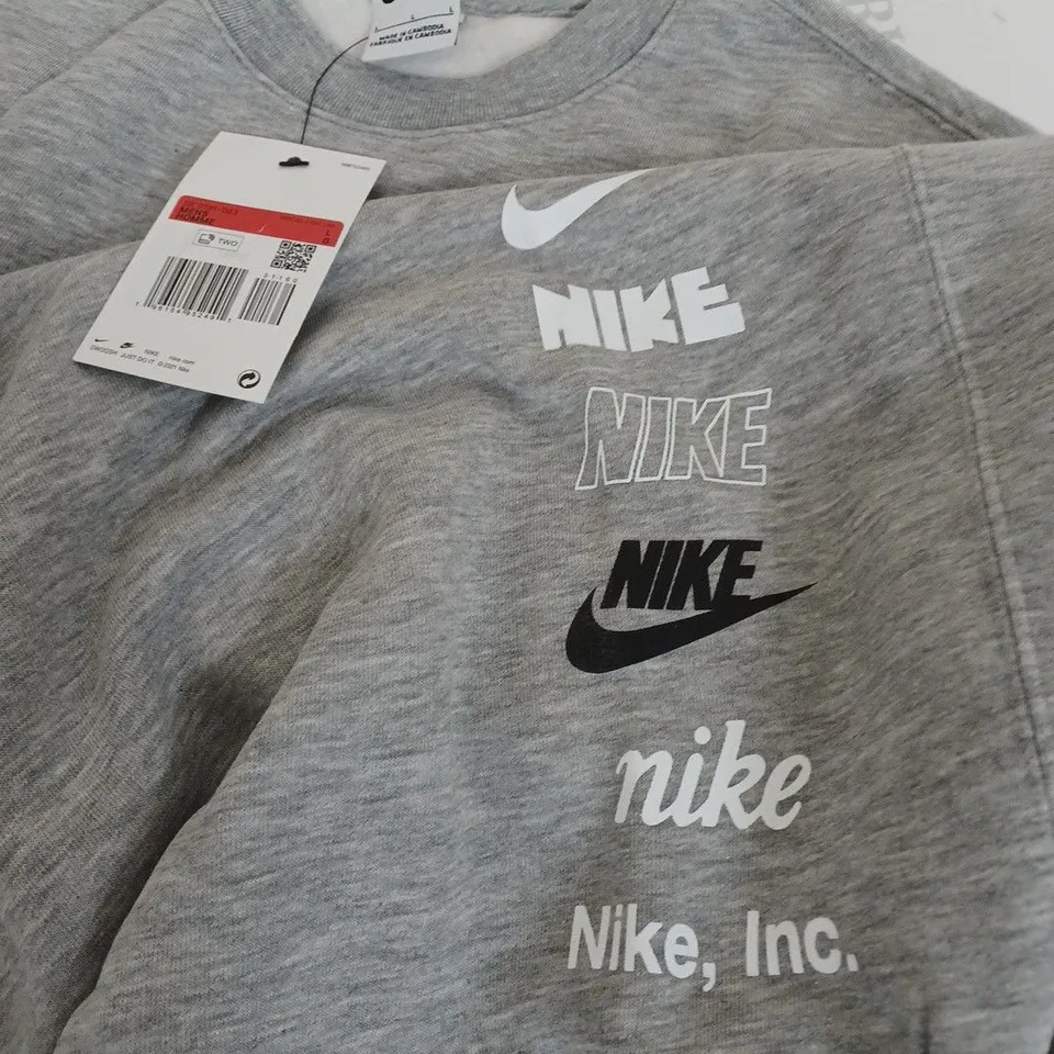NIKE GREY CREW JUMPER - L