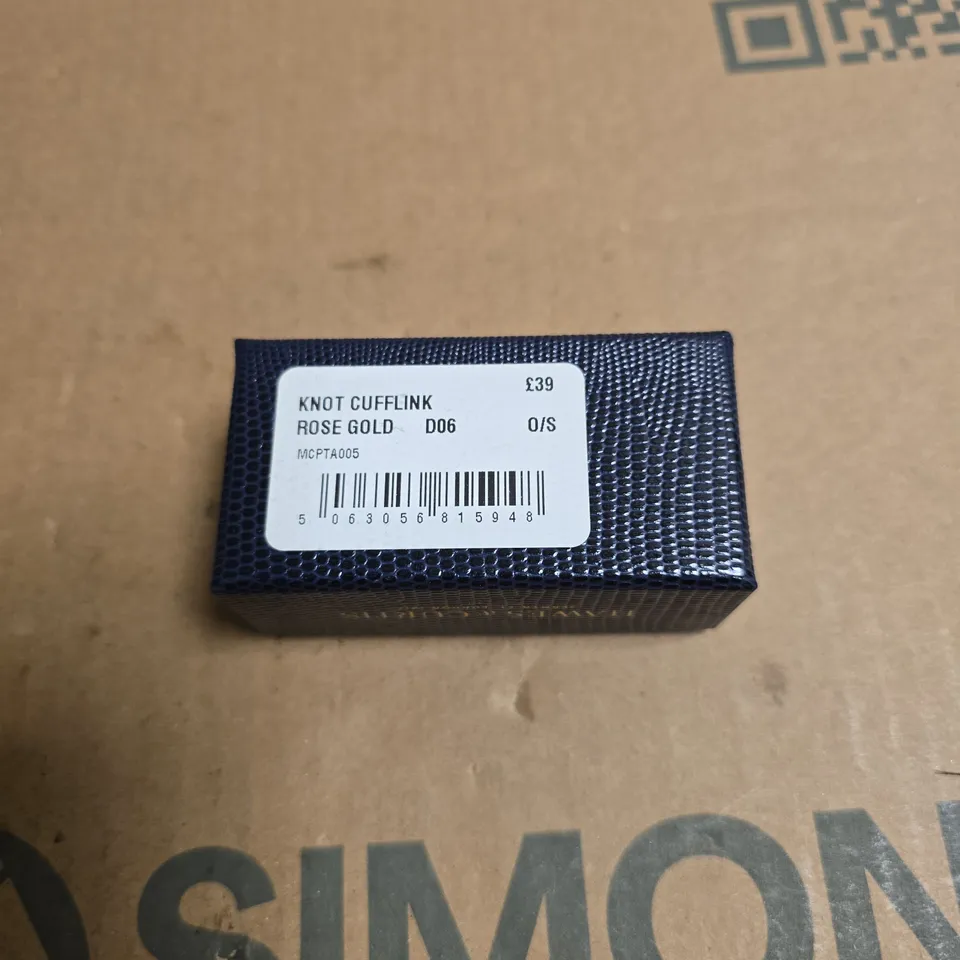 HAWES & CURTIS KNOT CUFFLINKS – ROSE GOLD, IN BLUE PRESENTATION BOX