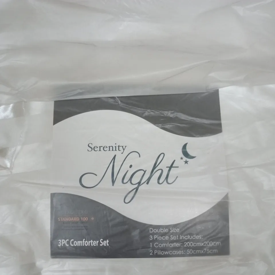 SERENITY NIGHT 3PC COMFORTER SET – DOUBLE SIZE, WHITE