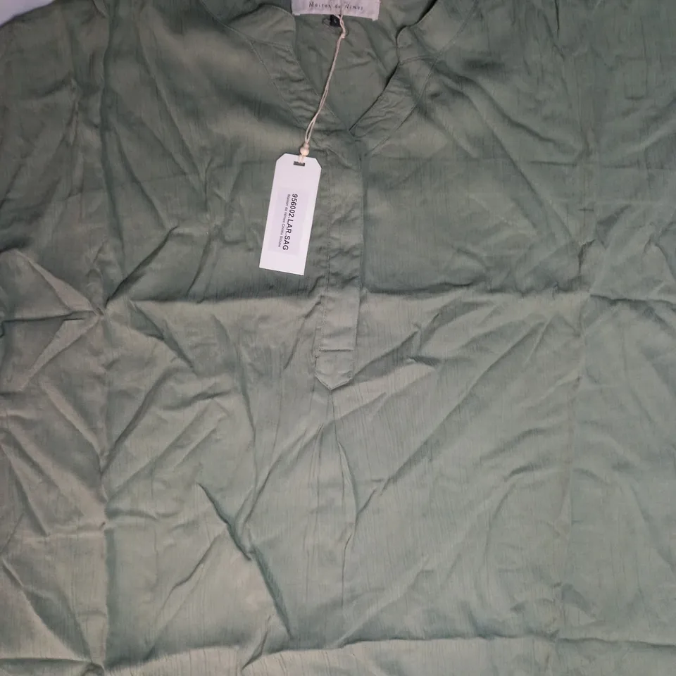 MAISON DE NIMES CRINKLE BLOUSE IN SAGE - SIZE LARGE