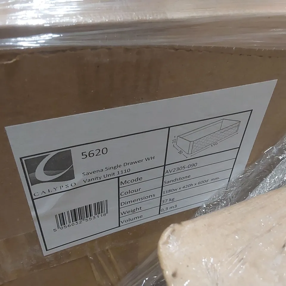 PALLET CONTAINING A LARGE QUANTITY OF ASSORTED BATHROOM FURNITURE PARTS INCLUDING: SAVENA SINGLE DRAWER VANITY BASE, SLIMLINE BASE CARCASS ECT