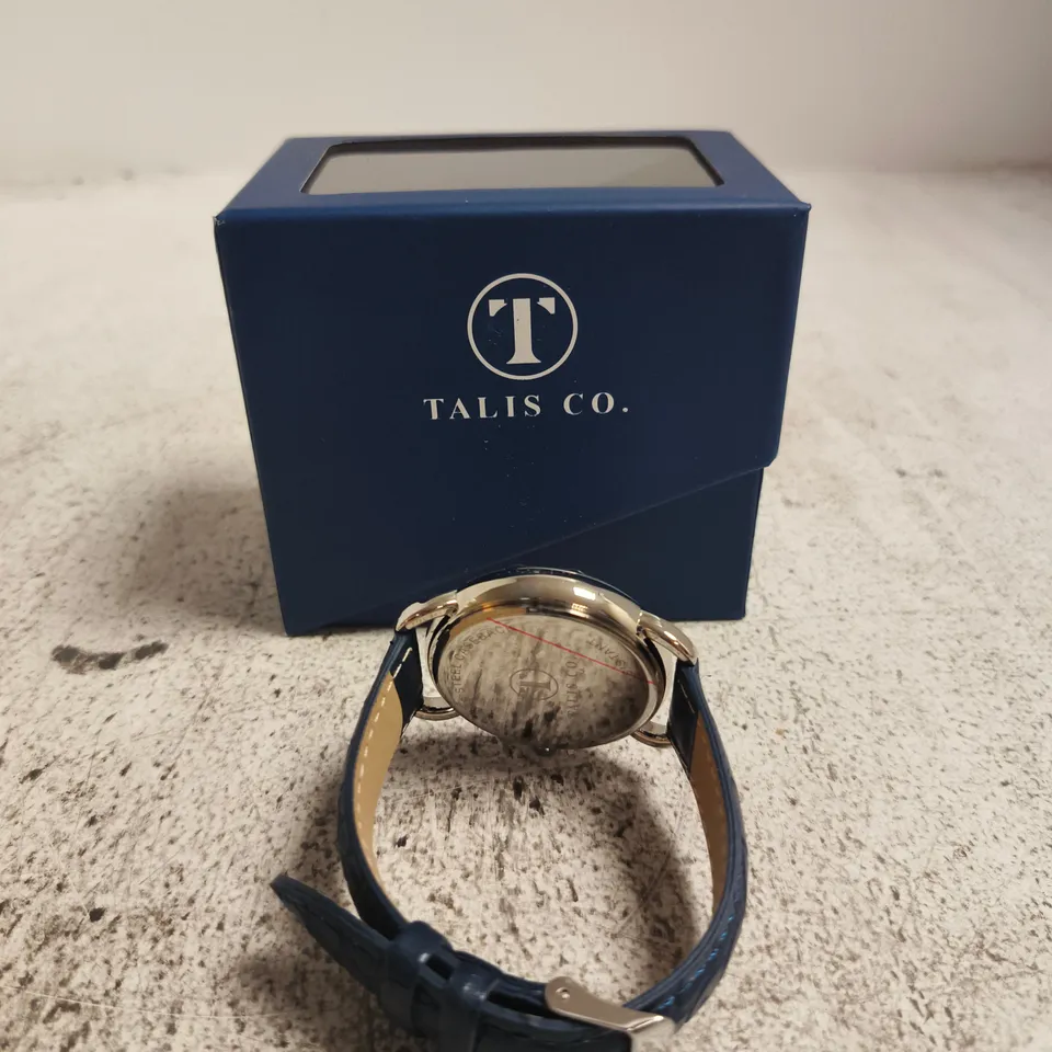 TALIS CO. WRISTWATCH – BLUE LEATHER STRAP, BOXED