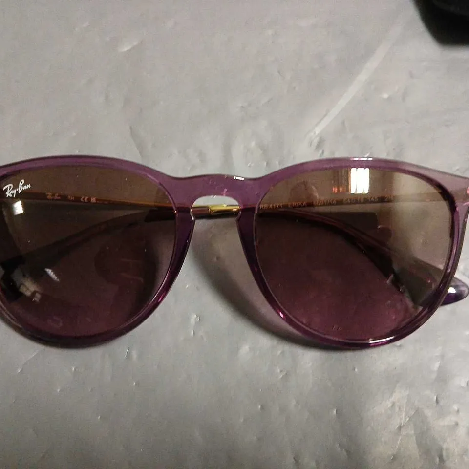 PAIR OF RAY BAN PURPLE FRAMED GLASSES IN CASE