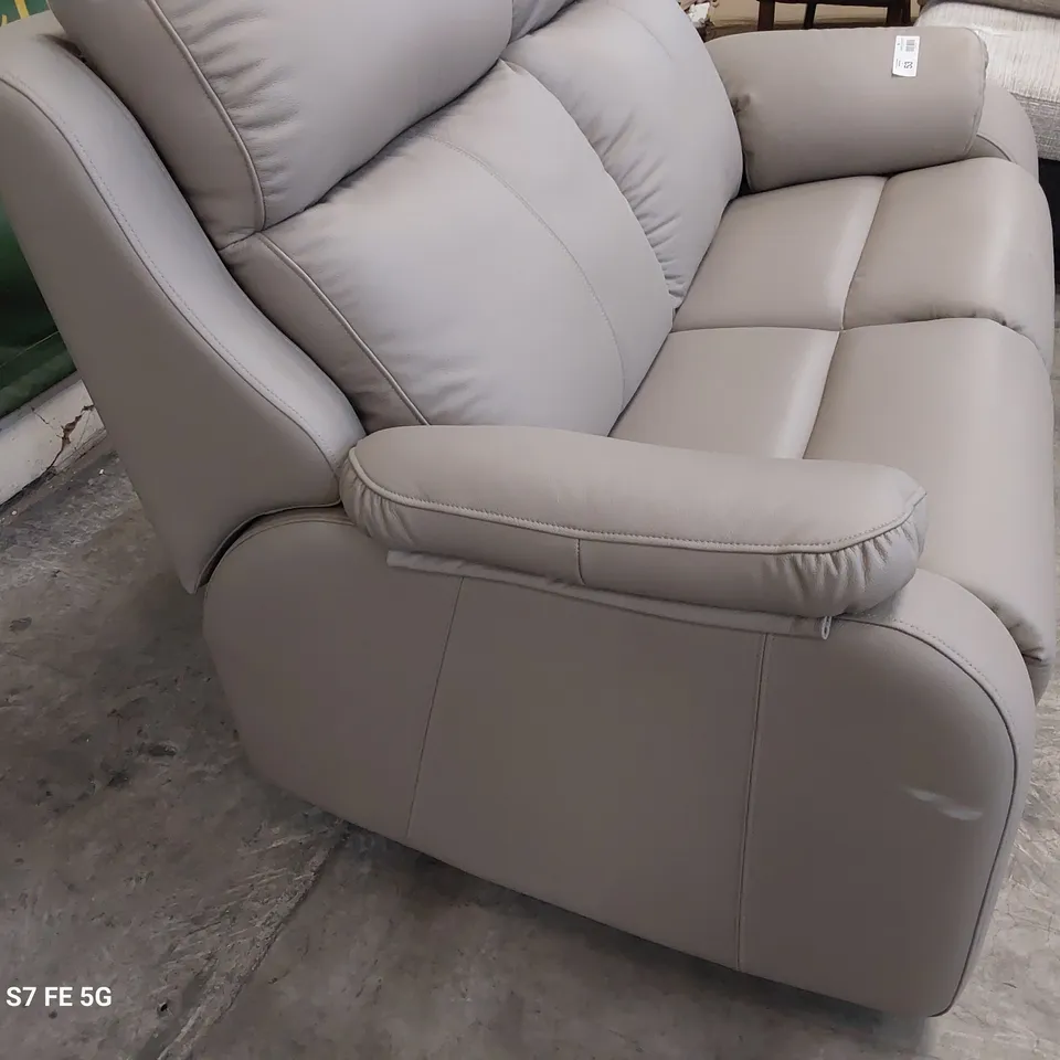 QUALITY BRITISH DESIGNER G PLAN KINGSBURY TWO SEATER SOFA OXFORD MUSHROOM LEATHER 