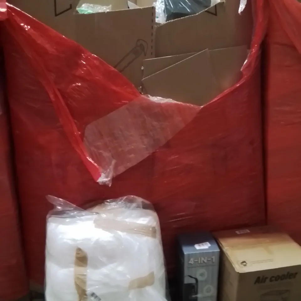 PALLET OF ASSORTED HOUSEHOLD GOODS AND PRODUCTS TO INCLUDE;CUSHION,FAN,AIR COOLER