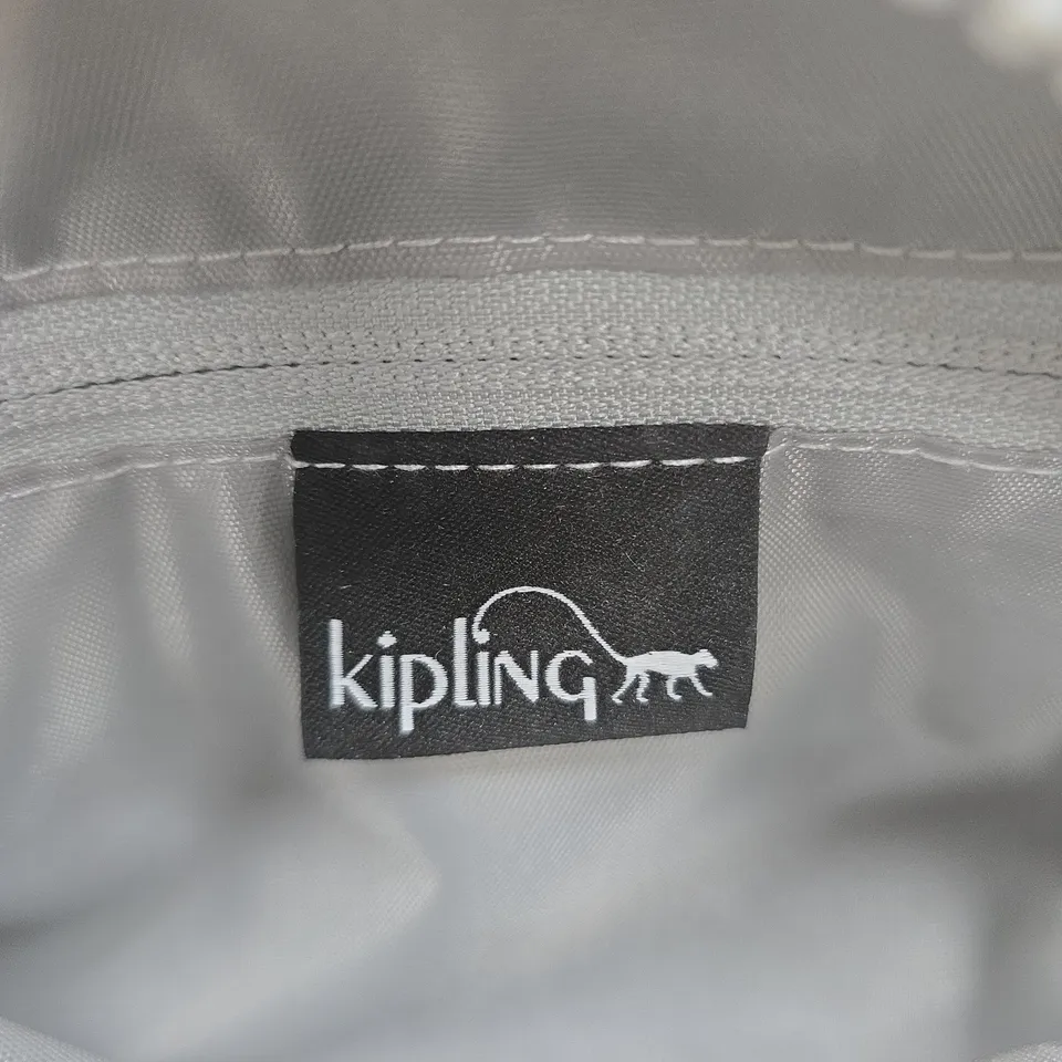 KIPLING SILVER CROSSBODY BAG WITH FUR POM POM 