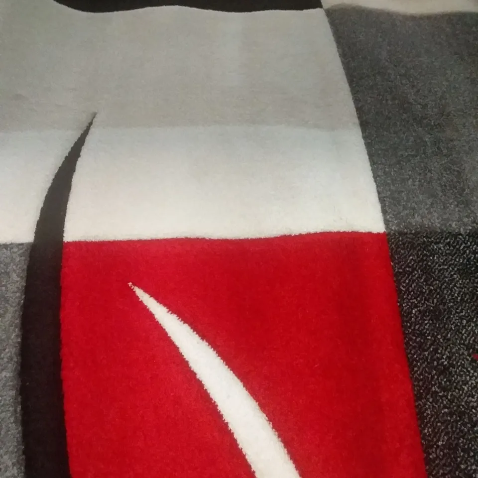 EMMALEE FLATWEAVE RED BLACK GREY RUG - 160 X 230CM