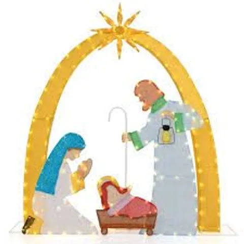 BOXED 168 CM CHRISTMAS NATIVITY SCENE WITH 194 LED WARM WHITE LIGHTS