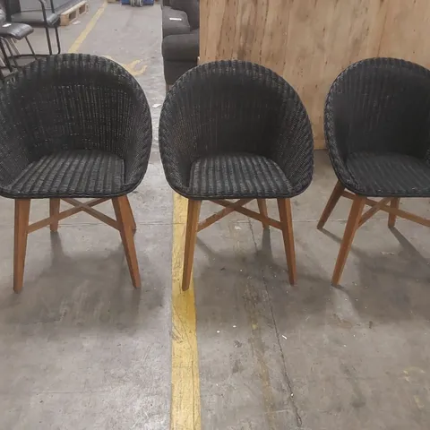 SET OF 3x DESIGNER RATTAN CHAIRS