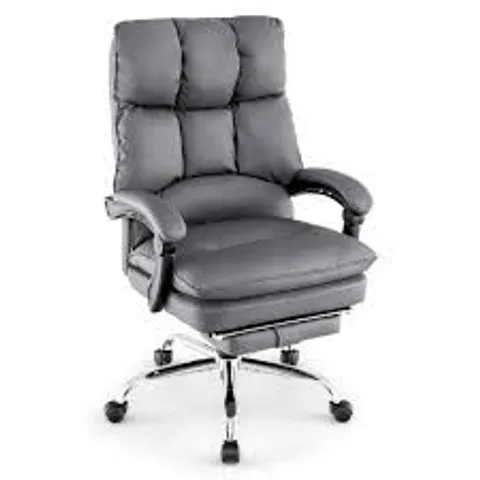 BOXED COSTWAY GREY ERGONOMIC ADJUSTABLE HIGH BACK ROLLING COMPUTER CHAIR WITH FOOTREST