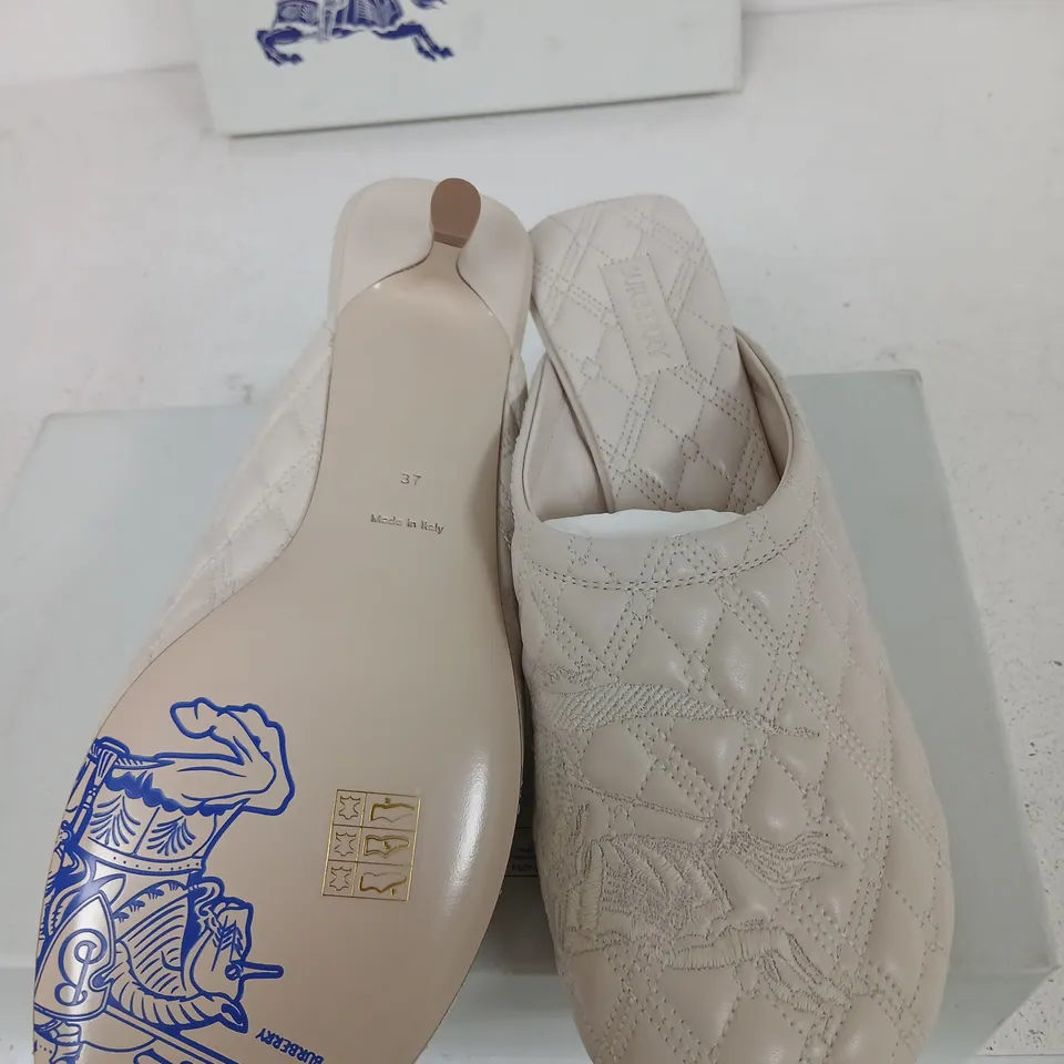 BURBERRY BEIGE QUILTED LEATHER MULES – UK4 / EU37, MADE IN ITALY