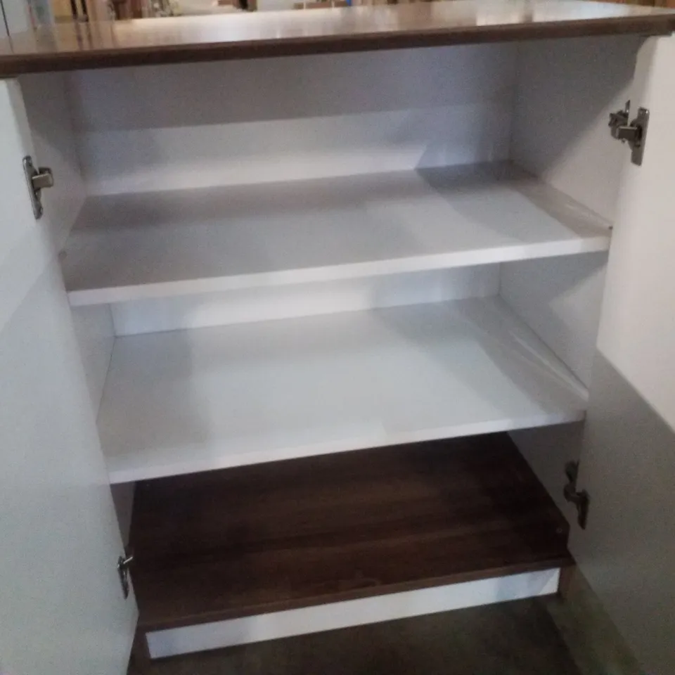 NUANSE DOOR CABINET ACCENT CHEST WHITE AND WALNUT