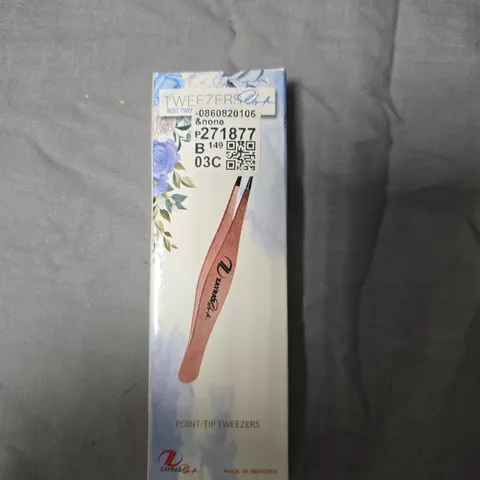 ZAYRAZ STYLE POINT-TIP TWEEZERS WITH LEATHER POUCH – ROSE GOLD- APPROXIMATELY 44 PCS 