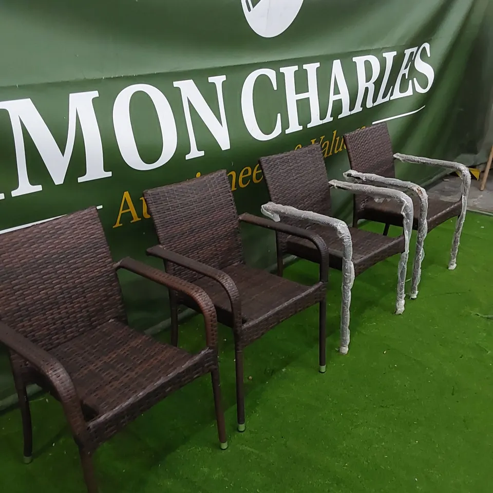 SET OF 4 CHOCOLATE MIX RATTAN CHAIRS 