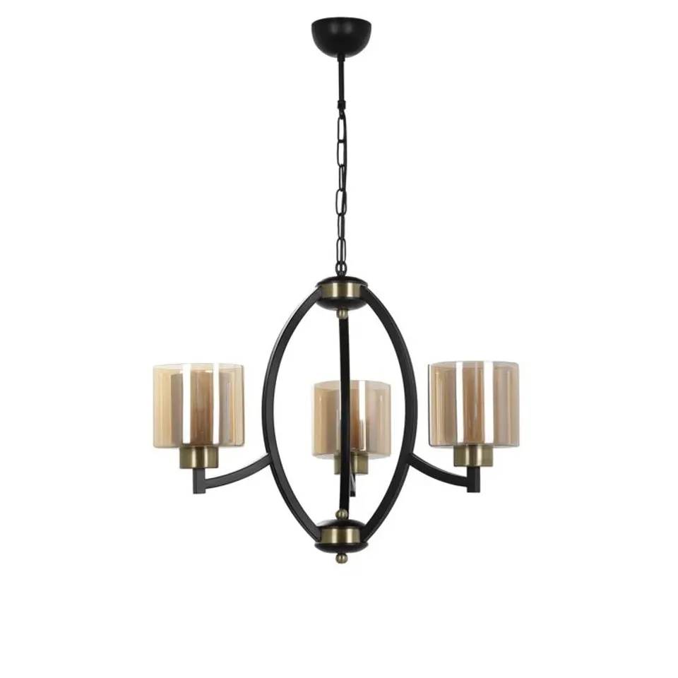 BOXED RIVERA 3-LIGHT SHADED CHANDELIER (1 BOX)