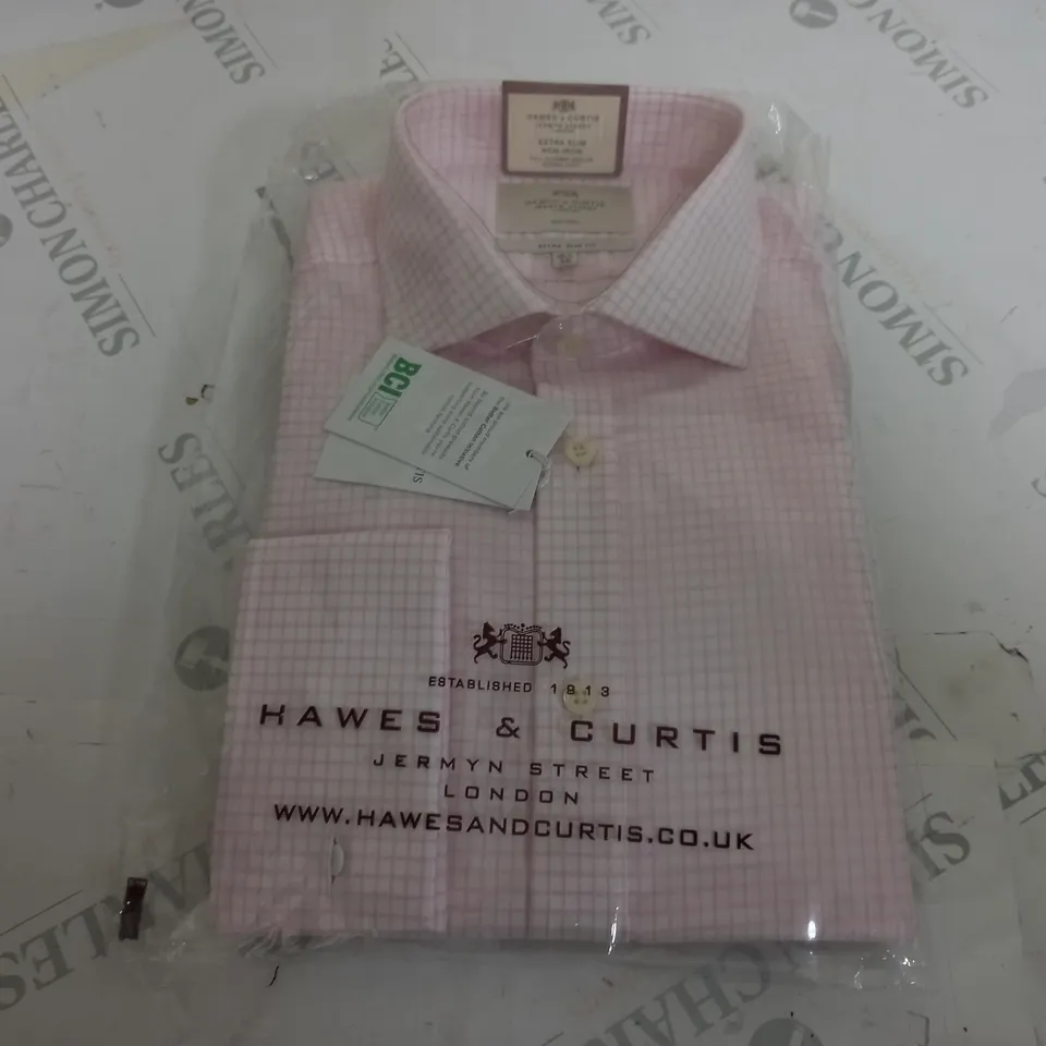 HAWES & CURTIS EXTRA SLIM FIT SHIRT IN PINK/WHITE - 16.5/36
