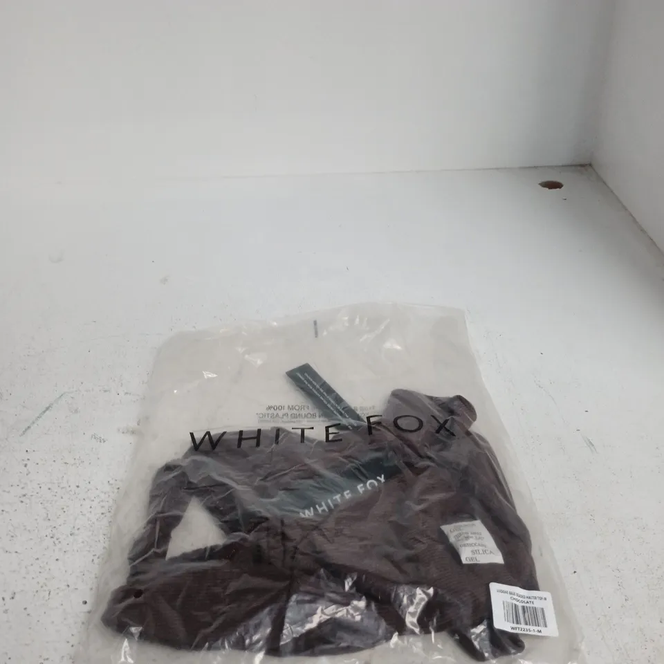 WHITE FOX UNDONE BABE BEADED HALTER TOP – CHOCOLATE, SIZE M