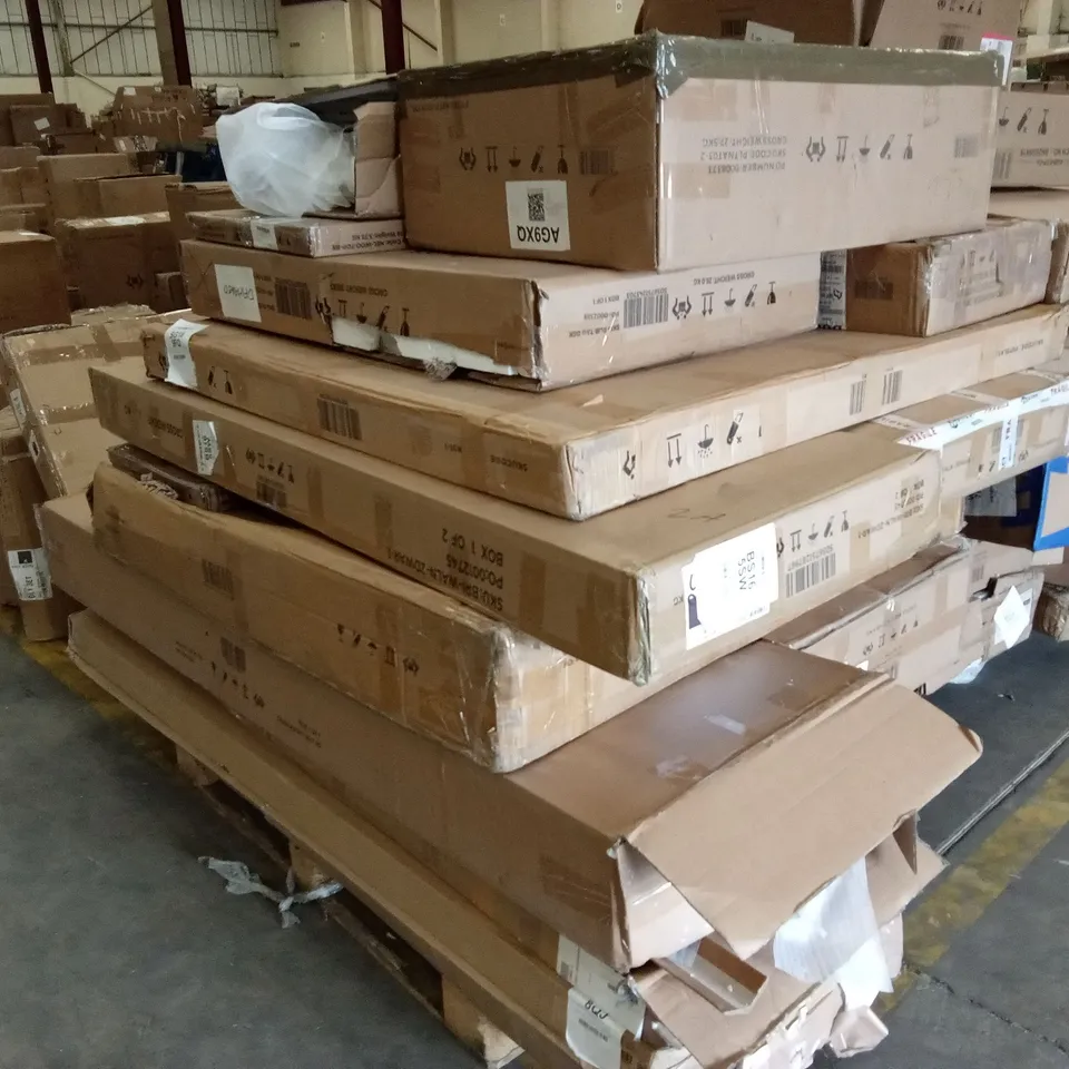 PALLET OF ASSORTED DUSK FLATPACK FURNITURE AND FURNITURE PARTS 
