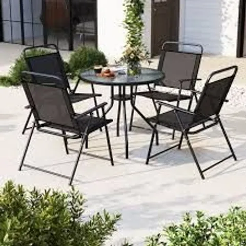 BOXED COSTWAY 4 SEATER GREY DINING TABLE SET