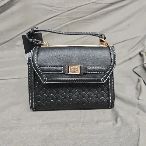 RIVER ISLAND STUDIOS BLACK TEXTURED HANDBAG WITH GOLD HARDWARE