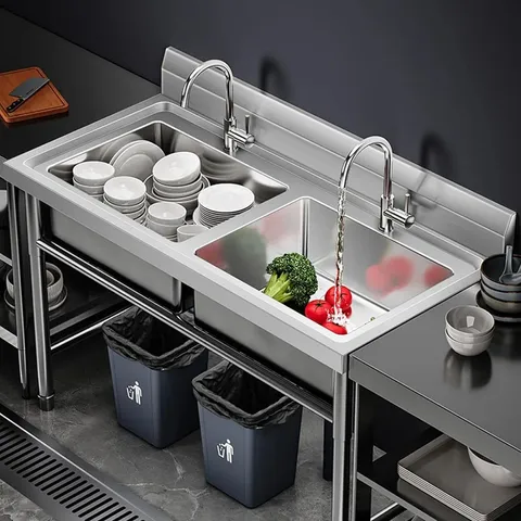 BOXED 20inch STAINLESS UTILITY SINK FREESTANDING OUTDOOR WITH HOSE HOOK UP - SILVER (1 BOX)