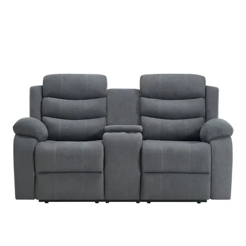 BOXED BOSTON MANUAL FABRIC 2 SEATER RECLINER SOFA WITH CONSOLE - GREY (1 BOX)