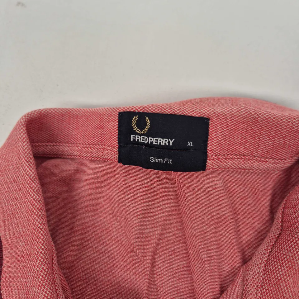 FRED PERRY SLIM FIT POLO IN RED - XL