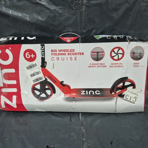 ZINC BIG WHEELED FOLDING CRUISE SCOOTER - RED - COLLECTION ONLY