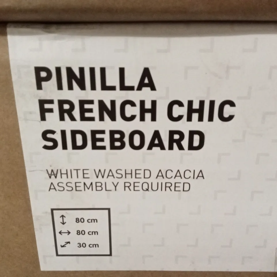 BOXED PINILLA FRENCH CHIC SIDEBOARD - WHITE WASHED ACACIA 