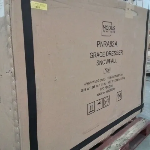 BOXED PRE-BUILT GRACE SNOWFALL DESIGNER 8-DRAWER CHEST OF DRAWERS - WHITE (1 ITEM)