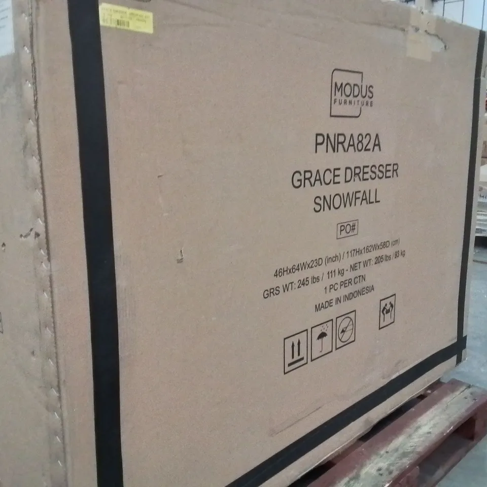 BOXED PRE-BUILT GRACE SNOWFALL DESIGNER 8-DRAWER CHEST OF DRAWERS - WHITE (1 ITEM)