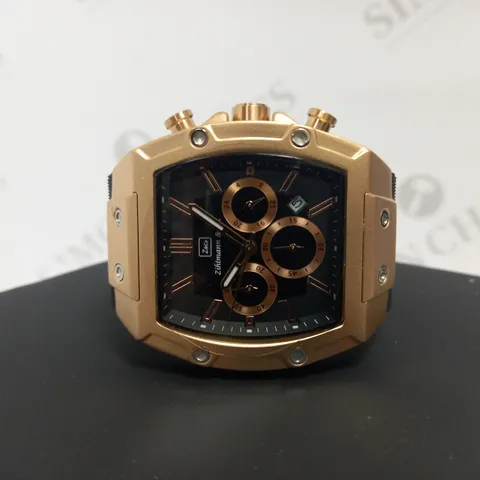 ZIHLMANN & CO TRIPLE DIAL STUD DETAIL RUBBER STRAP WATCH
