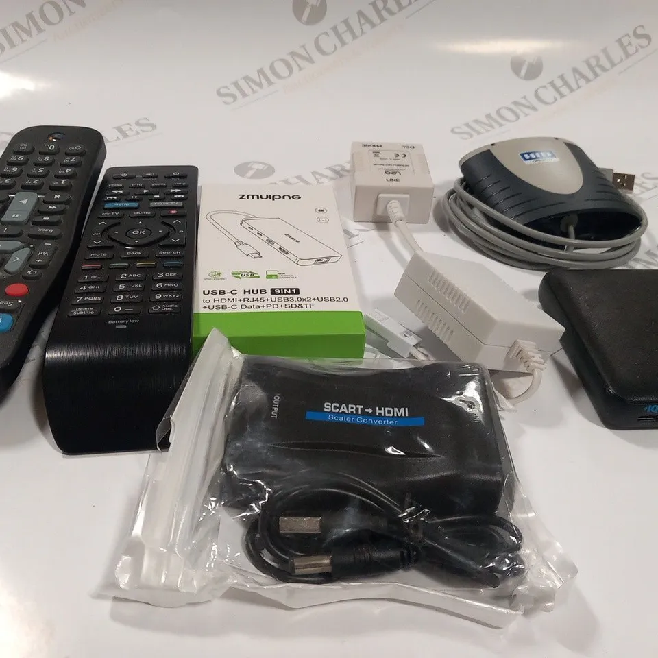 LARGE QUANTITY OF ASSORTED ELECTRICAL PRODUCTS TO INCLUDE; REMOTES, CHARGING CABLES AND HID OMNIKEY