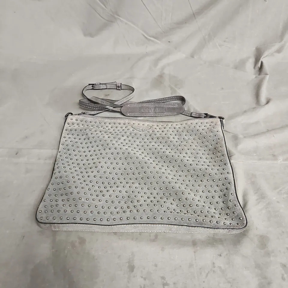 ZADIG & VOLTAIRE STUDDED CROSSBODY BAG IN GREY ONE SIZE
