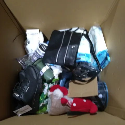 LARGE QUANTITY OF ASSORTED PRODUCTS TO INCLUDE; ASHWOOD LEATHER PURSE, CHRISTMAS DECORATIONS AND SKETCHERS