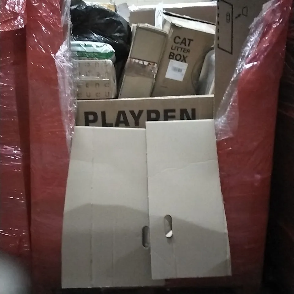 PALLET OF HOUSEHOLD ITEMS TO INCLUDE COZY BATH TIME BATH SEAT,CHILDREN'S TRICYCLE,TOILET SEAT, TURNTABLE SYSTEM AND OTHER ASSORTED ITEMS...