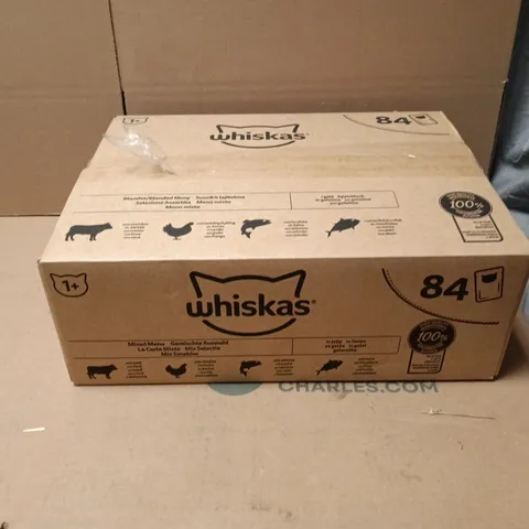BOX OF 84 X 85G WHISKAS MIXED MENU IN JELLY (BEEF/CHICKEN/SALMON/TUNA)