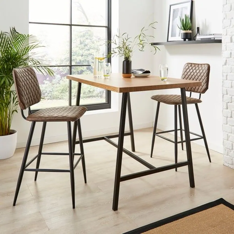 BOXED VIXEN LARGE BAR TABLE - OAK EFFECT