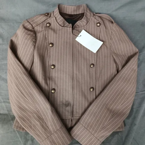 ZARA STRIPED FITTED BLAZER IN LIGHT TAN SIZE UK MEDIUM