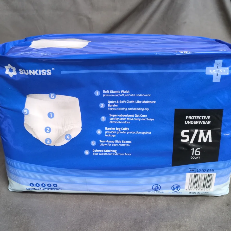 SUNKISS TRUSTPLUS INCONTINENCE PANTS FOR MEN AND WOMEN, ADULT PULL UPS, SIZE S/M 