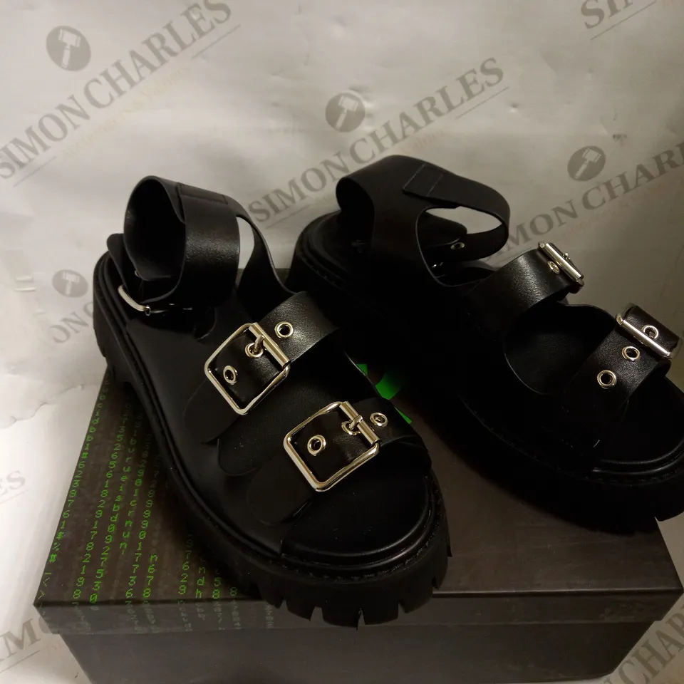 KOI VEGAN TRANTOR GLADIATOR SANDALS - BLACK SIZE 6