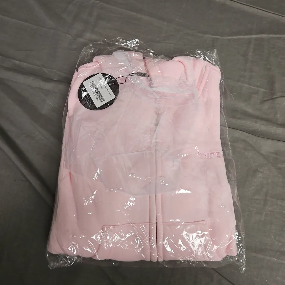 BAGGED WHITE FOX BOUTIQUE COME A LONG WAY BOXY ZIP FRONT HOODIE IN PINK - M/L