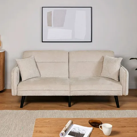 BOXED SHIFLET 2 SEATER CLIC CLAC SOFA BED - CHAMPAGNE/BEIGE (1 BOX)