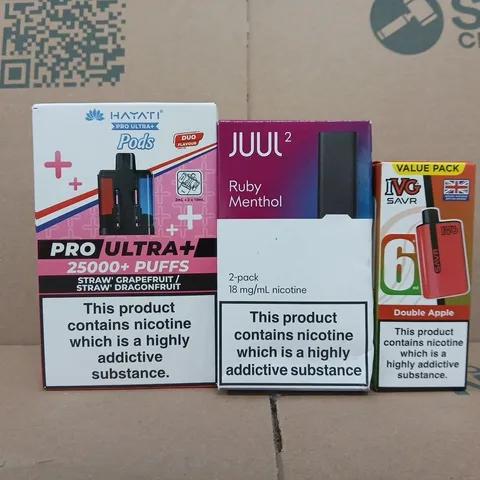 APPROXIAMTELY 15 ASSORTED VAPING PRODUCTS TO INCLUDE HAYATI, JUUL, ETC - COLLECTION ONLY