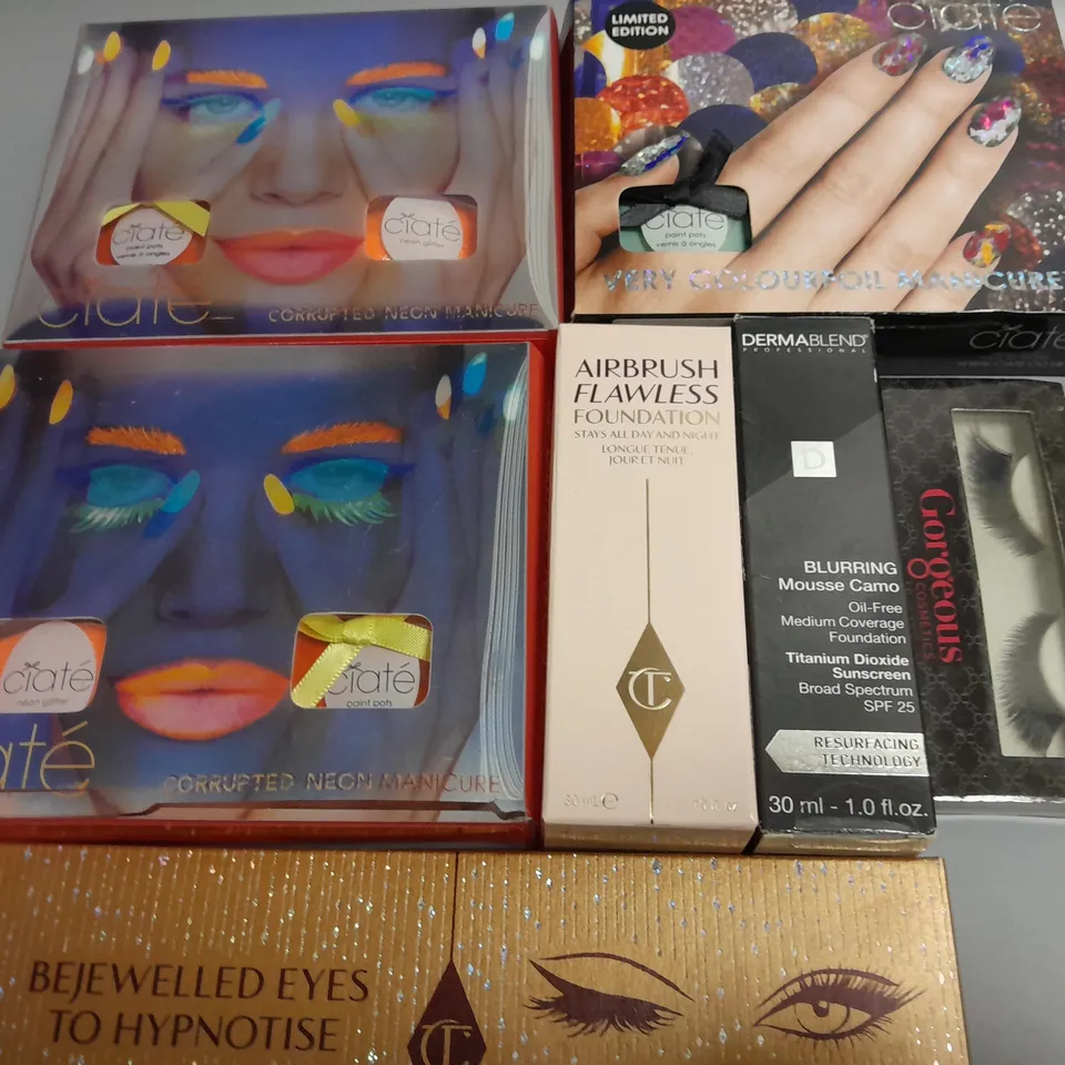 LOT OF 13 ASSORTED BEAUTY ITEMS TO INCLUDE CIATE NAIL POLISHES, DERMABLEND FOUNDATION AND TABAC AFTER SHAVE