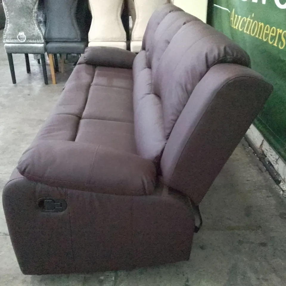 QUALITY DESIGNER CHICAGO 3 SEATER MANUAL RECLINER SOFA - DARK BROWN LEATHER