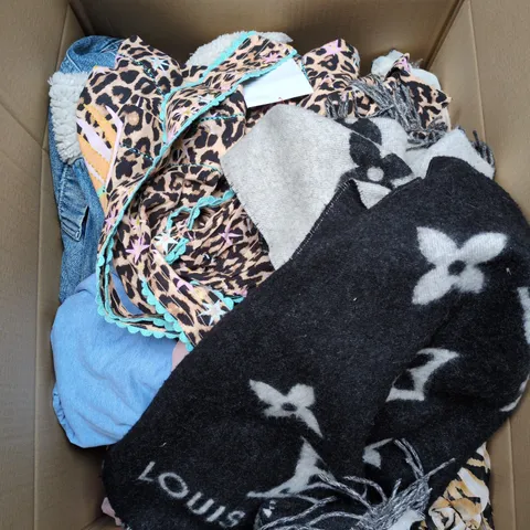 LARGE BOX OF APPROXIMATELY 25 ASSORTED CLOTHING ITEMS IN VARIOUS COLOURS, STYLES AND SIZES - COLLECTION ONLY