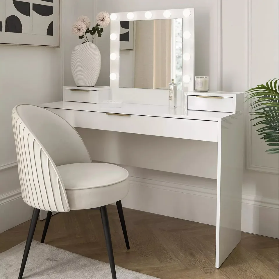 BESSY GLOSS DRESSING TABLE WITH MIRROR - WHITE - FSC® CERTIFIED