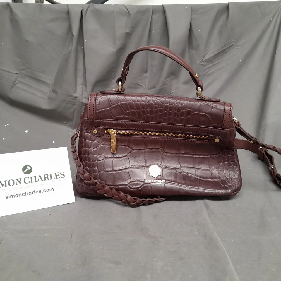PAUL COSTELLOE DRESSAGE LADIES CROC BROWN HANDBAG